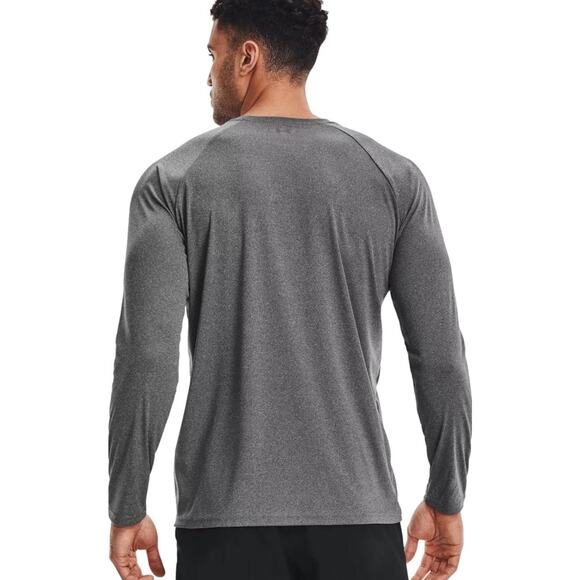Under Armour Men's Velocity Long Sleeve T Shirt, Light Heather Grey/Black, XXL - Picture 2 of 2